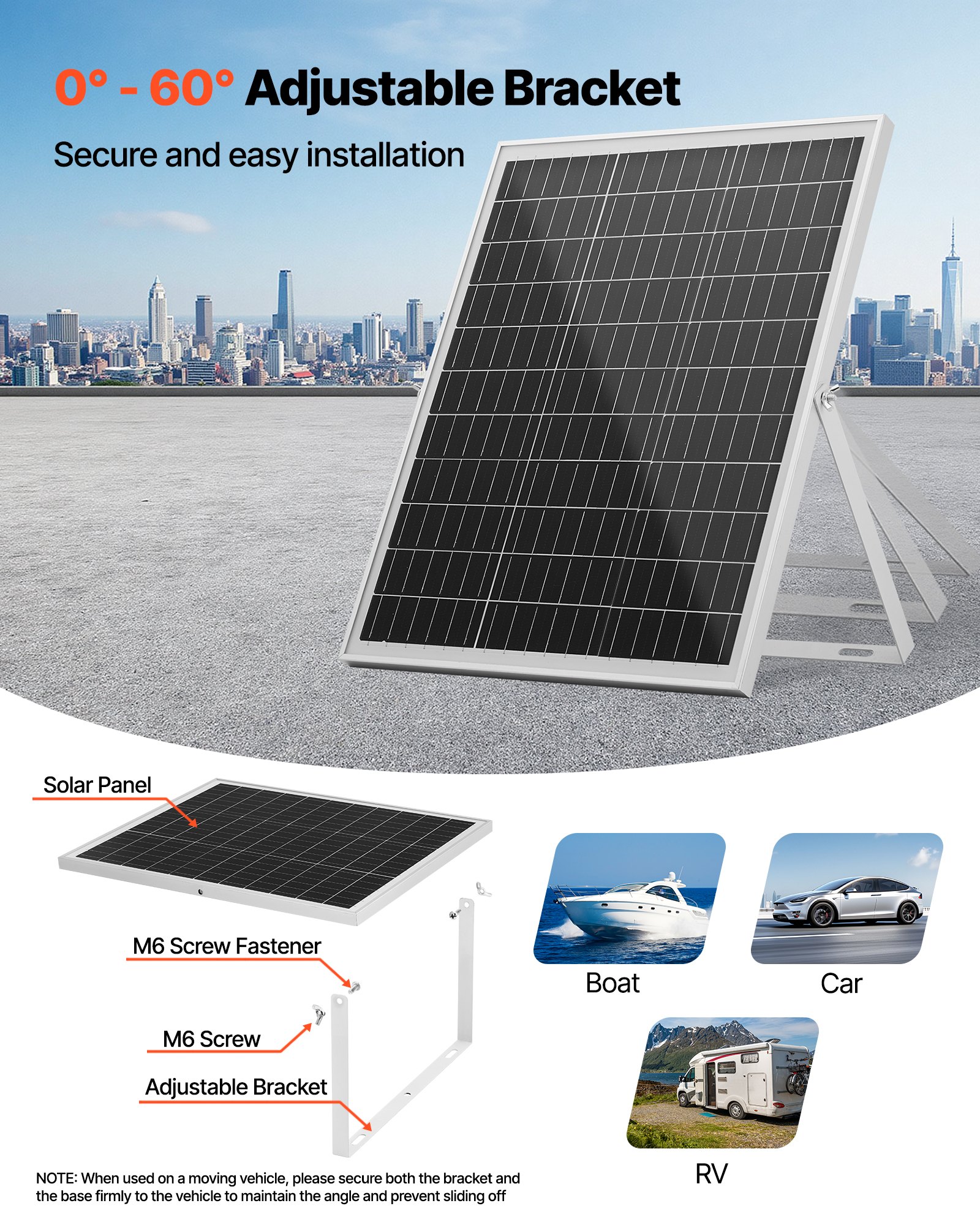 VEVOR 12V monokristallijn zonnepaneelset 25W, acculader met slimme MPPT-controller en verstelbare montagebeugel, IP67 waterdicht voor auto, boot, camper, motortrailer