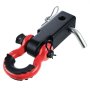 VEVOR trailer hitch receiver with red shackle, black receiver, and silver locking pin.