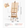 VEVOR Studio H-Frame Easel Holds Canvas Up to 35.83" Solid Beech Wood Frame, For Artists Painting, Sit or Stand Adjustable Height, Multi-Function Wooden Art Easel with Storage Drawer, Natural Color