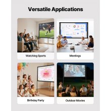 VEVOR Projectiescherm Filmscherm met 2 Standaards 80 Inch 4K HD 16:9 Draagbaar