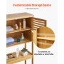 VEVOR Bamboo Over The Toilet Storage Cabinet, 68.9 in Height Bathroom Storage Organizer with Double Door & Inner Adjustable Shelf, Bathroom Space Saver Organizer Above Toilet with Open Shelf, Natural