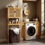 VEVOR Bamboo Over The Toilet Storage Cabinet, 68.9 in Height Bathroom Storage Organizer with Double Door & Inner Adjustable Shelf, Bathroom Space Saver Organizer Above Toilet with Open Shelf, Natural