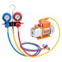 VEVOR AC Vacuum Pump and Gauge Set, 4.5 CFM 1/3 HP, Single Stage Rotary Vane HVAC Vacuum Pump, A/C Manifold Gauge Kit, for R134a R22 R410a R1234YF R32, with Carry Bag, for Auto HVAC Air Conditioning
