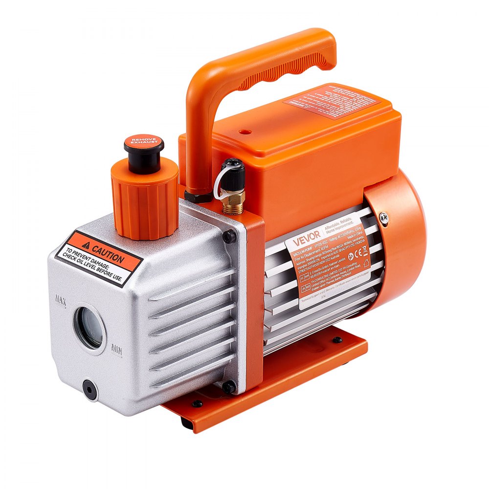 VEVOR 115 L/min AC Vacuum Pump and Gauge Set, Single Stage, Rotary Vane HVAC Air Vacuum Pump, A/C Refrigerant Manifold Gauge Kit, with Leak Detector, Carry Bag, for R134a R22 R410a R1234YF Refrigerant