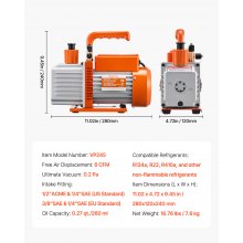 VEVOR Vacuümpomp 6 CFM HVAC 2-traps draaischuifvacuümpomp Vacuümpomp