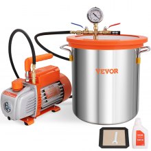 VEVOR Vacuümpomp met 19L Vacuümkamer 100L/min Vacuümpomp 150W AC 220V/50HZ 1440RPM 5pa 250ml Olie Capaciteit HVAC Vacuüm Apparatuur Koeling Vacuümpomp voor Hout Stabilisatie Hars Ontgassing