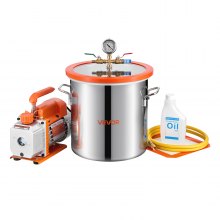 VEVOR vacuümpomp met 11,4 L vacuümkamer, 3,5 CFM 99 L/min, 1-traps vacuümpomp 180 W, vacuümpompset, 1,5 m slang, voor het stabiliseren van hout en het ontgassen van siliconenhars