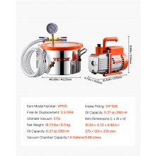 VEVOR 3.5CFM vacuümpomp met 5,68L vacuümkamervacuümpompkit