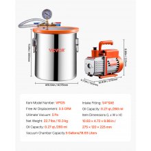 VEVOR 3.5CFM vacuümpomp met 18,93L vacuümkamer vacuümpomp vacuümpompset