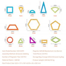 VEVOR Magnetisch bouwspeelgoed voor kinderen Magnetische bouwstenen 123 stuks