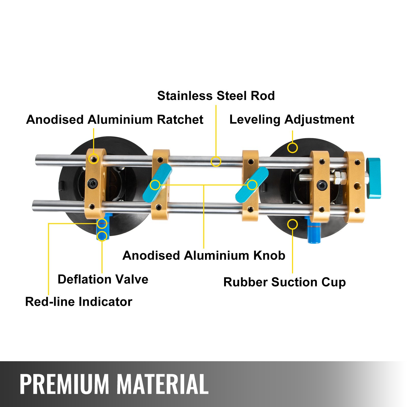 VEVOR Stone Seam Setter 3,5 kg Manual Rubber Vacuüm Nivellering Setter, naad gereedschap kwarts steen werkbladen 434 x 152 x 135 mm gereedschap A pair professioneel installateur gereedschap (2x6 inch)