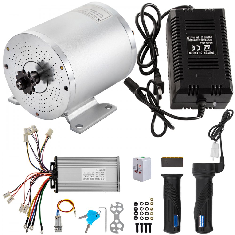 Husuper 500 Watts 36 Volt Brushless Motor 2800 RPM Electric Scooter Motor Kit with Speed Controller and Key Lock Throttle Charger for Mini Bike Quad and Go-Kart