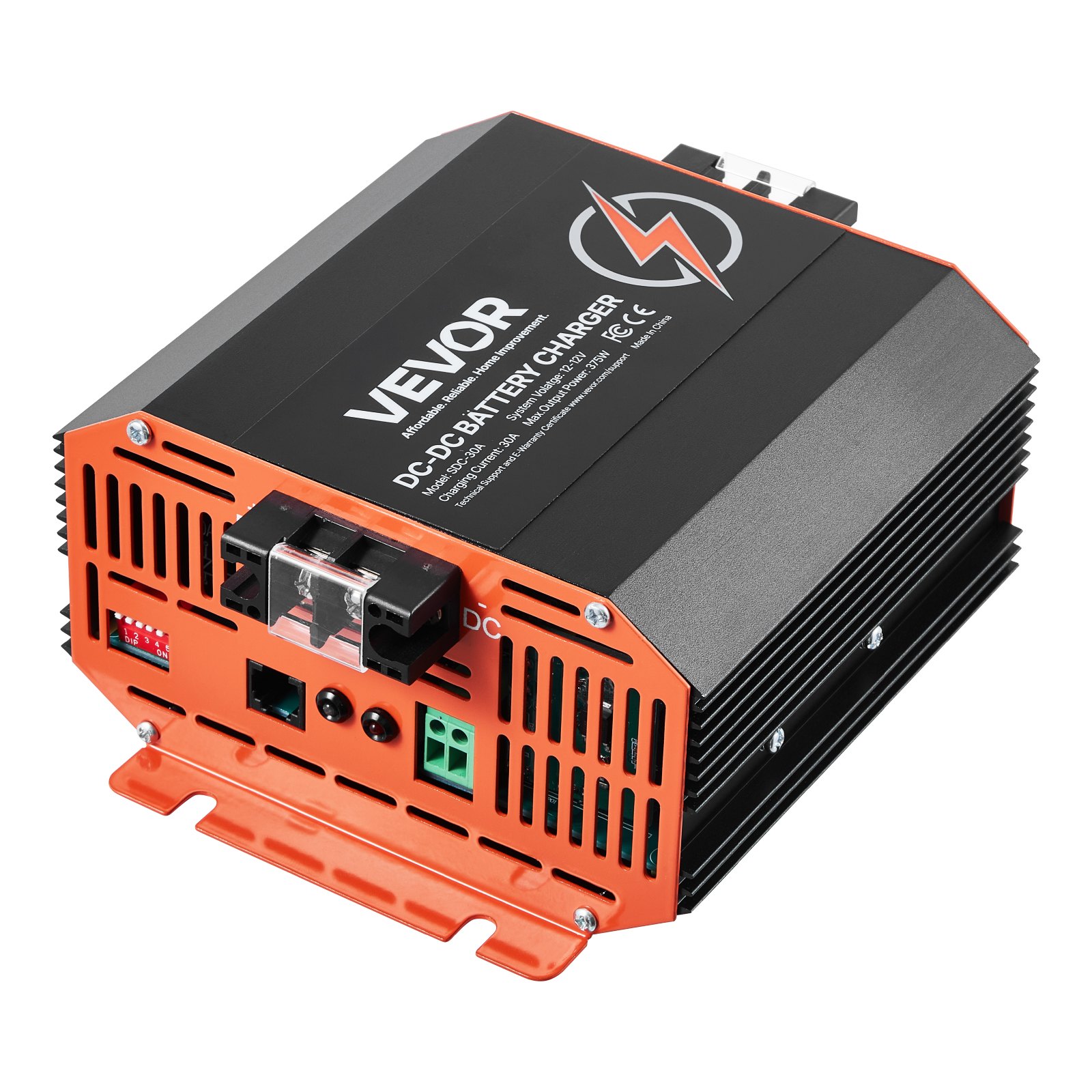 VEVOR 12V 30A DC/DC acculader, 375W, lader voor loodzuur-, lithium-, AGM-, GEL- en natte accu's, intelligent meertraps opladen, voor campers, bedrijfsvoertuigen, boten en jachten