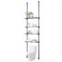 VEVOR Over the Toilet Storage, 4-Tier Adjustable Over Toilet Bathroom Organizer, Low-carbon Steel 53"-132" Tall Storage Shelf Rack, Easy Assembly Laundry Space Saver, for Small Rooms, Fit Most Toilets