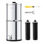 VEVOR Gravity-fed Water Filter System, 1.5G 304 Stainless-Steel Countertop System, Water Filtration System, Reduces Lead and up to 99% of Chlorine, with 2 Carbon Filters & Spigot, for Home Camping RV