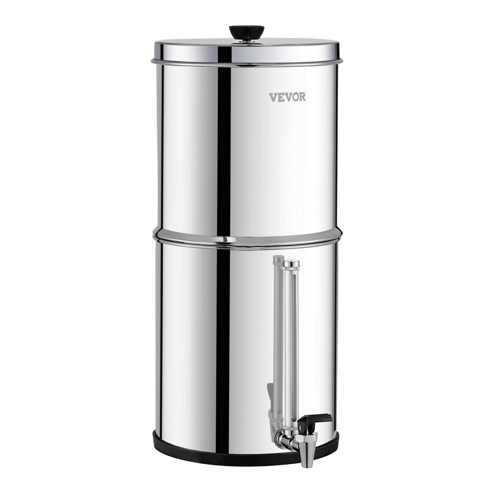 VEVOR Gravity Waterfiltersysteem RVS aanrechtbladsysteem 7+8,5L waterfiltratiesysteem, vermindert lood en tot 99% chloor, met 2 koolstoffilters en waterpeilkraan, kampeer- en campercamper