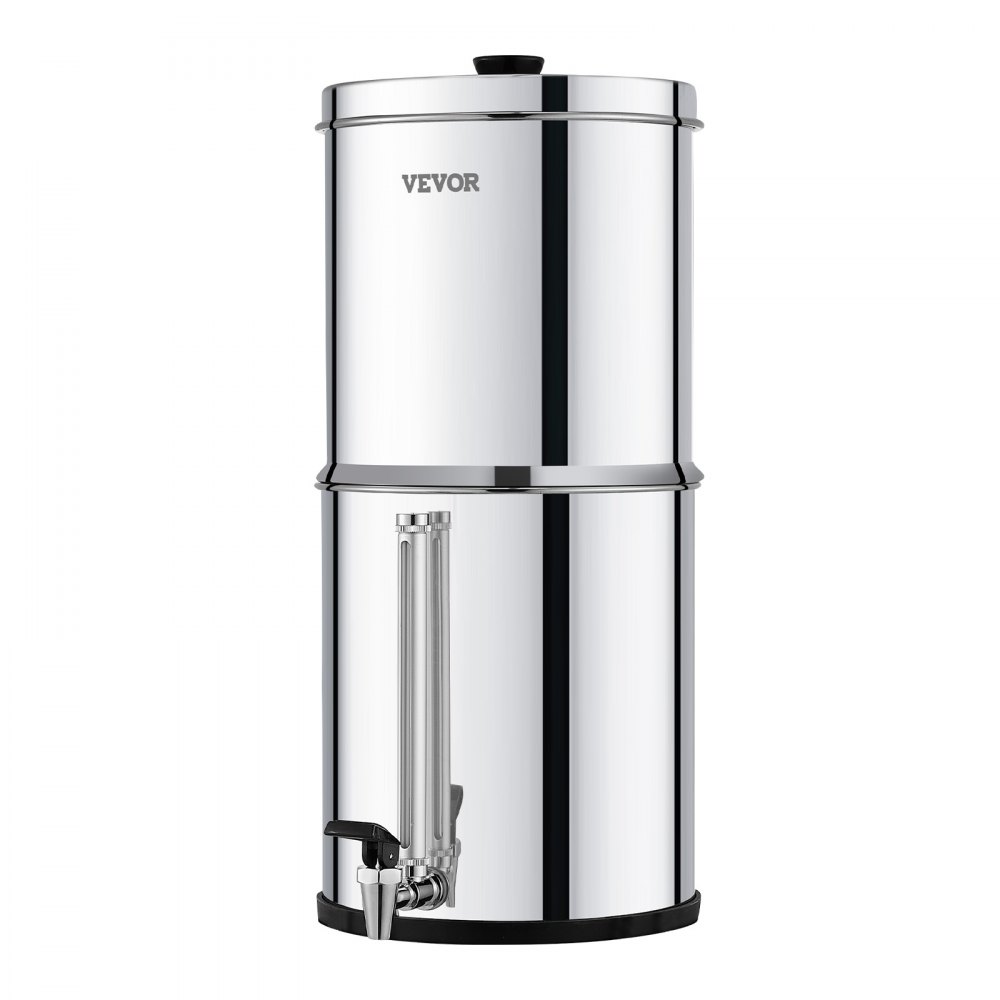 VEVOR Gravity Waterfiltersysteem RVS aanrechtbladsysteem 7+8,5L waterfiltratiesysteem, vermindert lood en tot 99% chloor, met 2 koolstoffilters en waterpeilkraan, kampeer- en campercamper