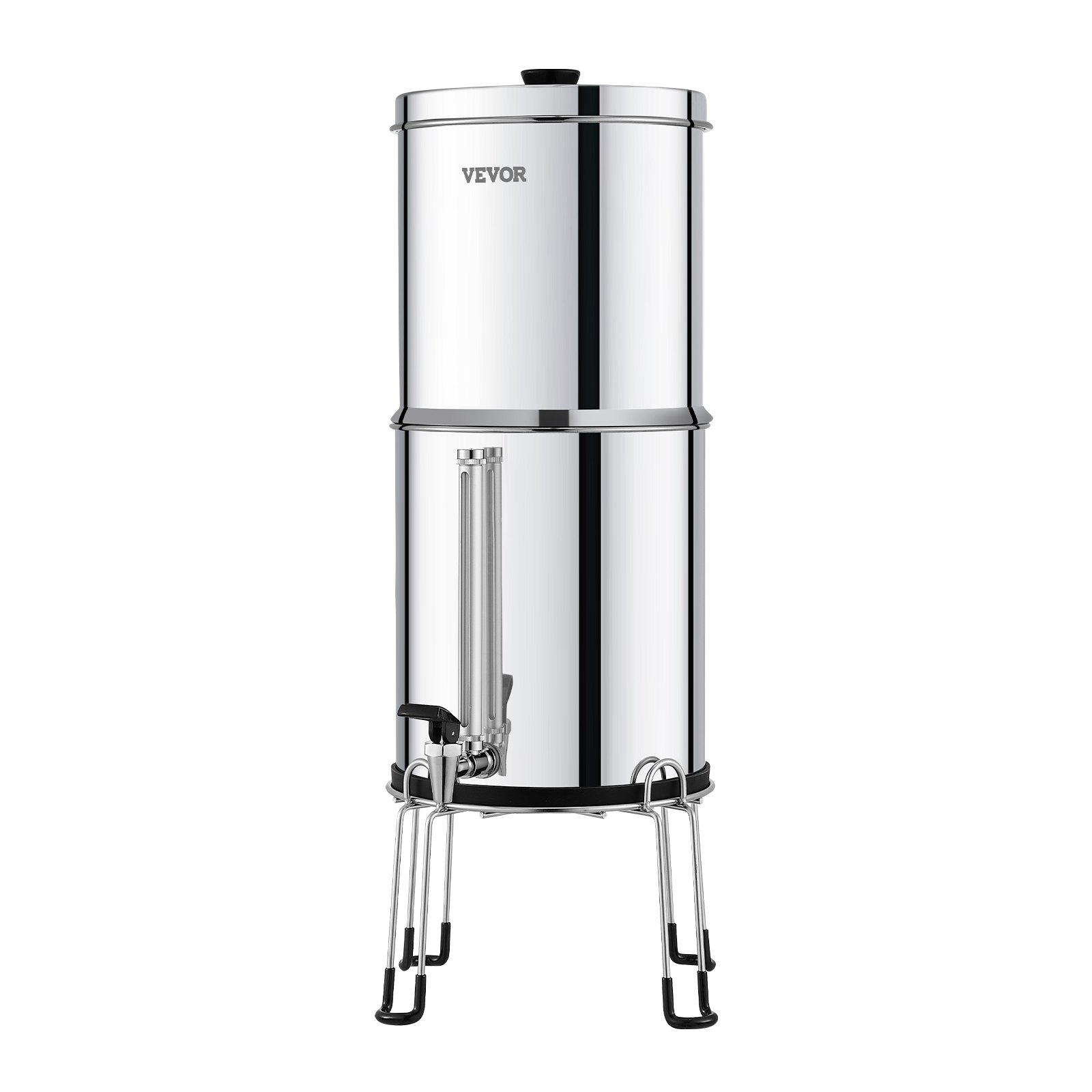 VEVOR Gravity Waterfiltersysteem RVS aanrechtbladsysteem 7+8,5L waterfiltratiesysteem, vermindert lood en tot 99% chloor, met 2 koolstoffilters, waterniveau-indicator, kampeer- en campermodel
