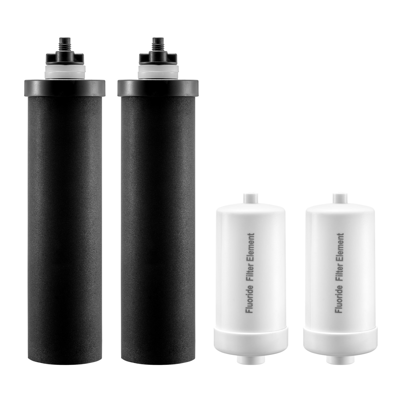 VEVOR Waterfilter Vervangende Filters voor Zuiveringselementen, Vervangend Zwaartekracht Waterfiltersysteem, Compatibel met de meeste merken, 4-pack (2 Actieve Koolfilters + 2 Defluorideringsfilters)