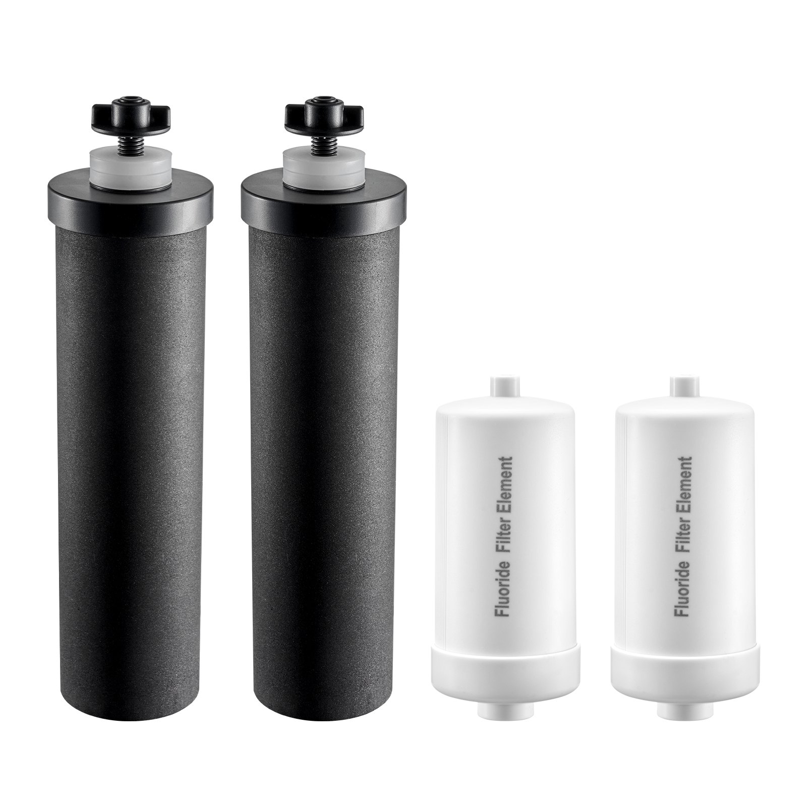 VEVOR Waterfilter Vervangende Filters voor Zuiveringselementen, Vervangend Zwaartekracht Waterfiltersysteem, Compatibel met de meeste merken, 4-pack (2 Actieve Koolfilters + 2 Defluorideringsfilters)