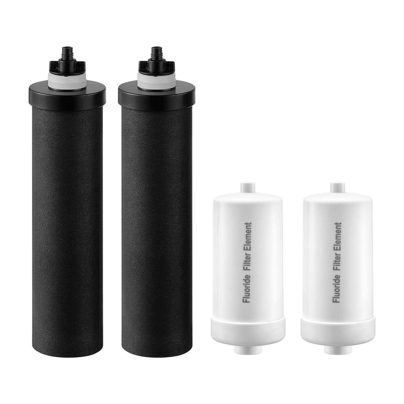 VEVOR Waterfilter Vervangende Filters voor Zuiveringselementen, Vervangend Zwaartekracht Waterfiltersysteem, Compatibel met de meeste merken, 4-pack (2 Actieve Koolfilters + 2 Defluorideringsfilters)