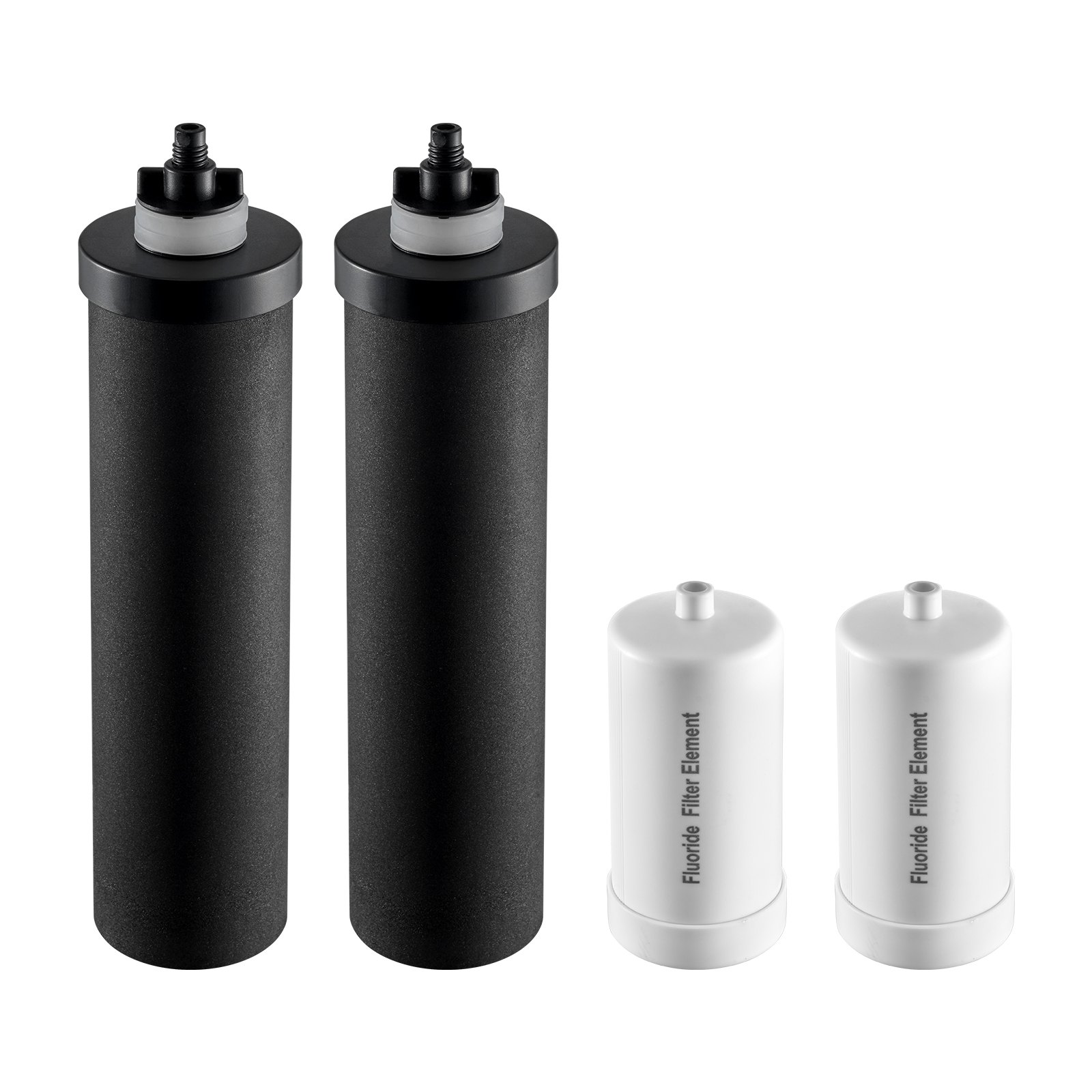 VEVOR Waterfilter Vervangende Filters voor Zuiveringselementen, Vervangend Zwaartekracht Waterfiltersysteem, Compatibel met de meeste merken, 4-pack (2 Actieve Koolfilters + 2 Defluorideringsfilters)