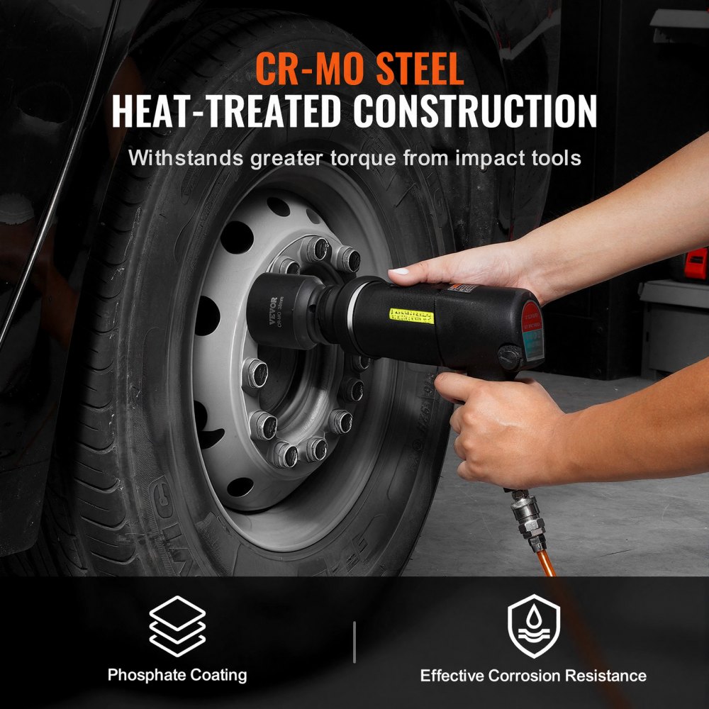 VEVOR 19,05 mm aandrijving 6-punts 8-delige metrische asmoer slagdoppenset, CR-MO stalen doppenset met opbergkoffer voor autoreparatie