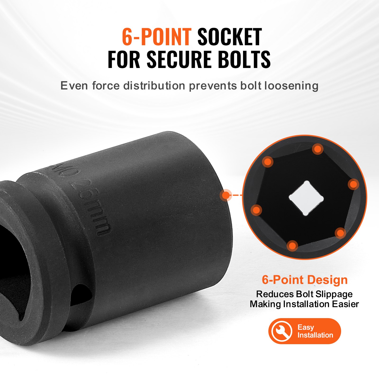 VEVOR 19,05 mm aandrijving 6-punts 8-delige metrische asmoer slagdoppenset, CR-MO stalen doppenset met opbergkoffer voor autoreparatie