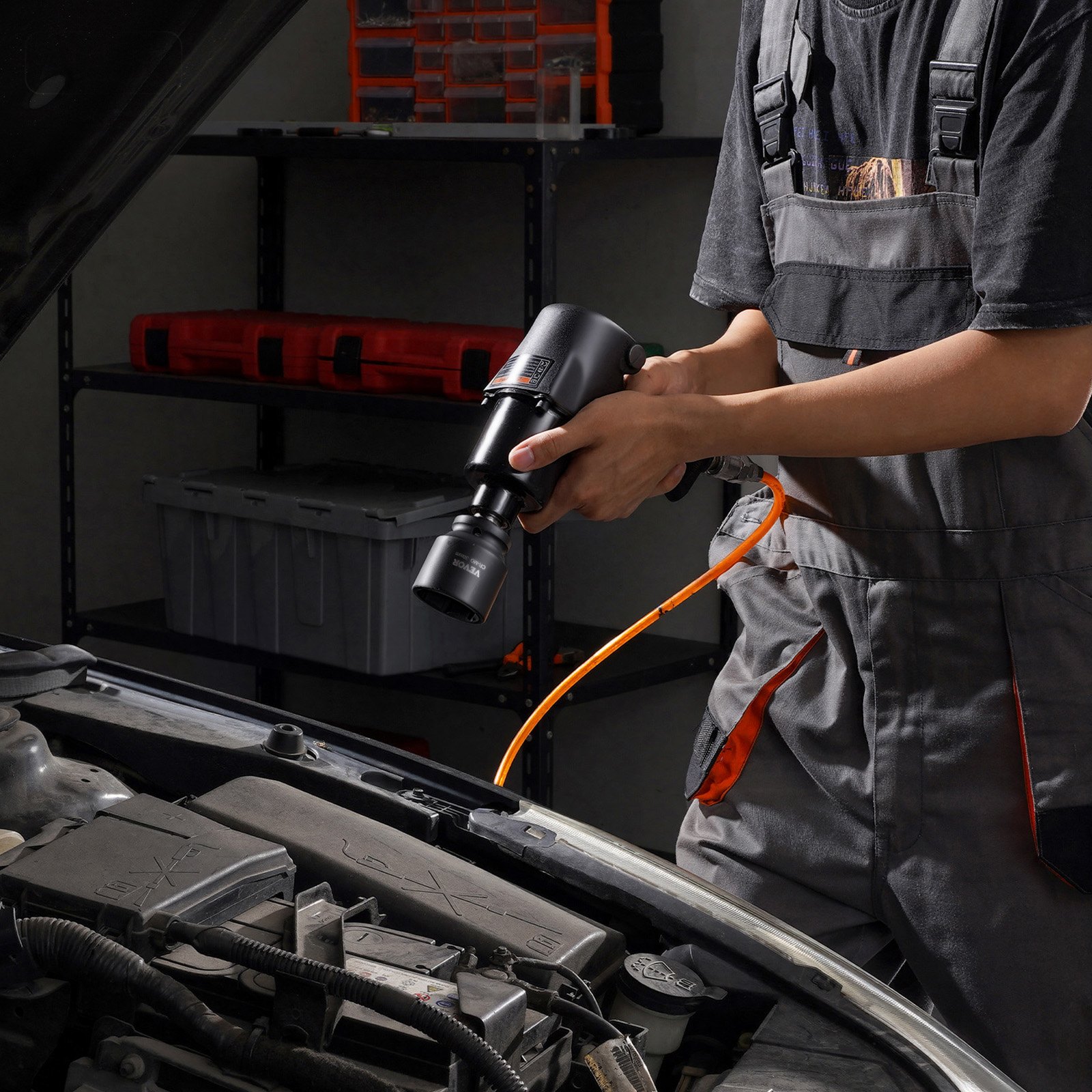 VEVOR 19,05 mm aandrijving 6-punts 8-delige metrische asmoer slagdoppenset, CR-MO stalen doppenset met opbergkoffer voor autoreparatie