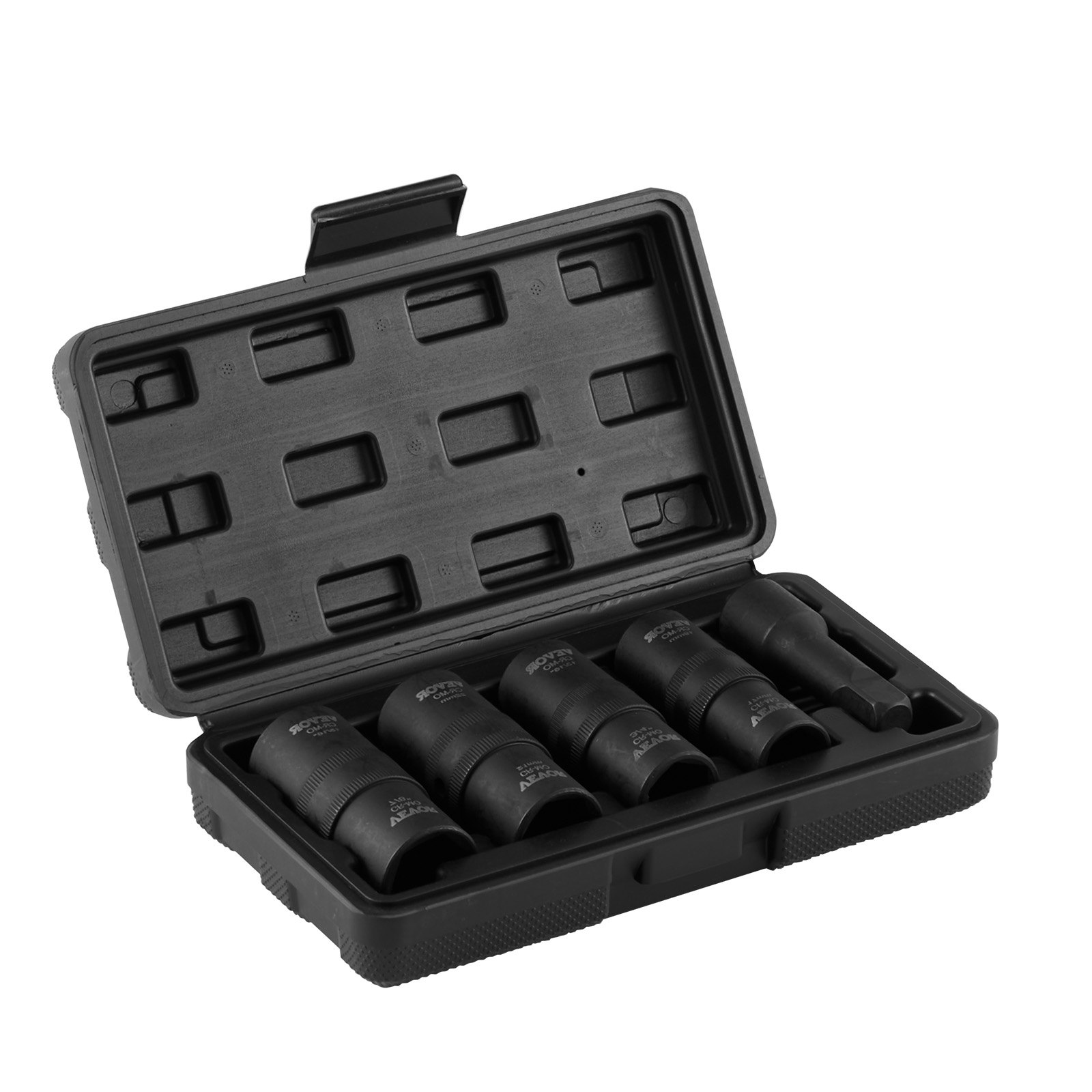 VEVOR Wielmoersleutelset, 12,7 mm aandrijving, metrisch en SAE, 6-punts opvouwbare doppenset, totaal 4 wielmoermaten, CR-MO stalen wieldoppenset met opbergkoffer