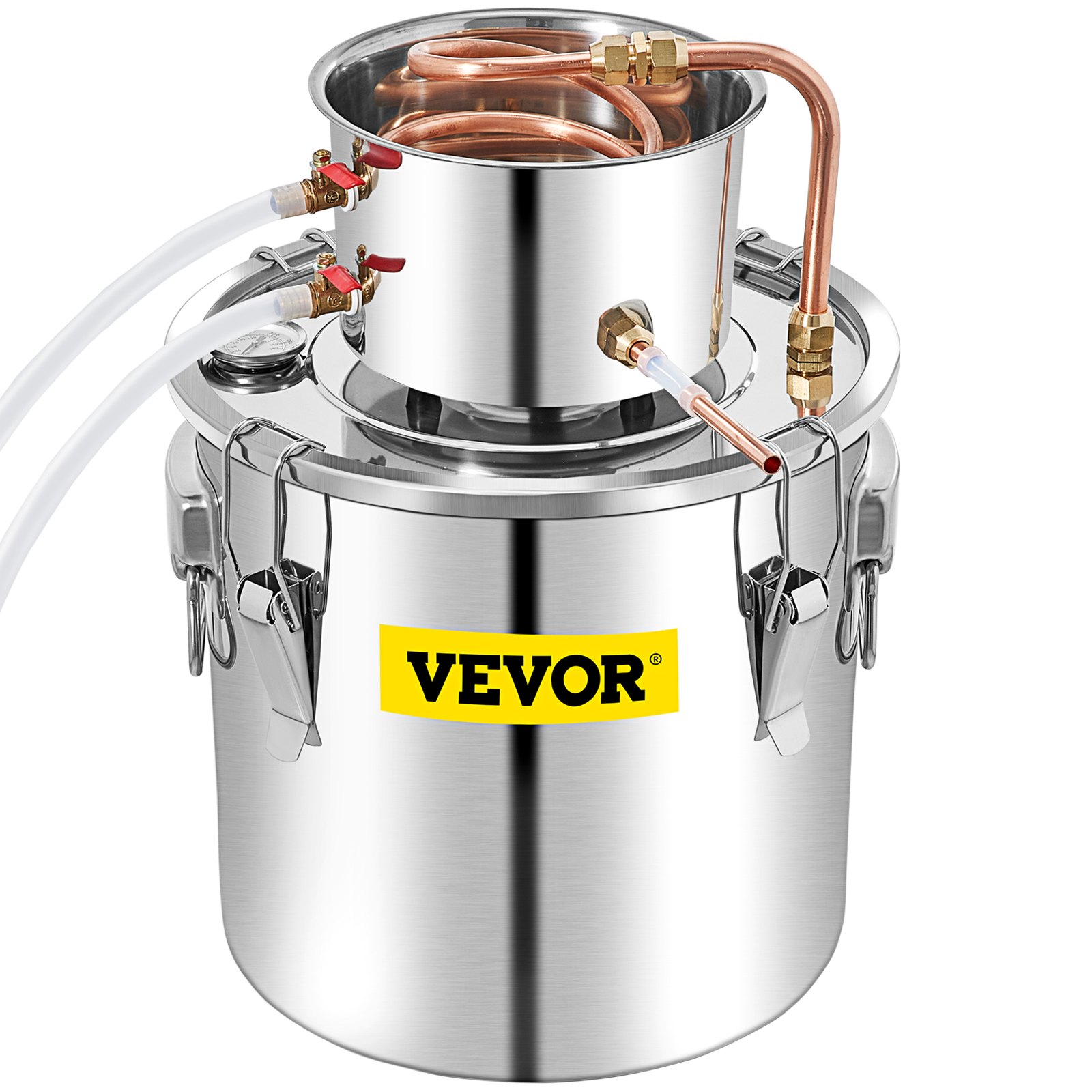 VEVOR Moonshine Still Distiller 50L Alcohol Distiller Moonshine Still 6,92KG Moonshine Wijn Still Distiller van Roestvrij Staal en Rood Koper met Energiezuinige Waterpomp voor Gasfornuizen Brandhout