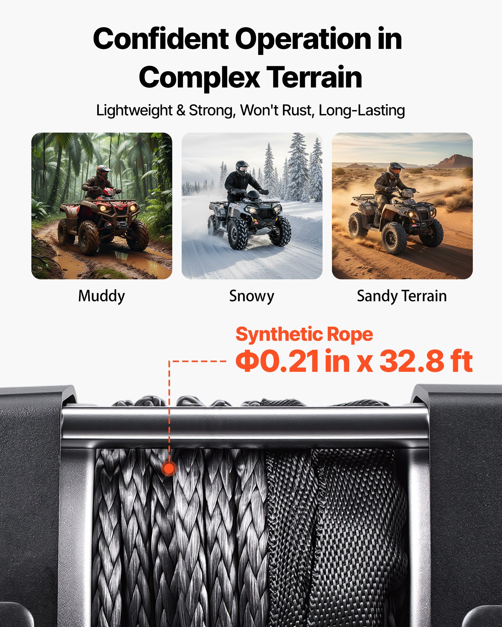 VEVOR elektrische lier 1587 kg, 12 V DC-motorlier met 5,3 mm x 10 m synthetisch touw en bedrade afstandsbediening, IP55, aluminium behuizing, elektrische lier voor het slepen van ATV's, zwart