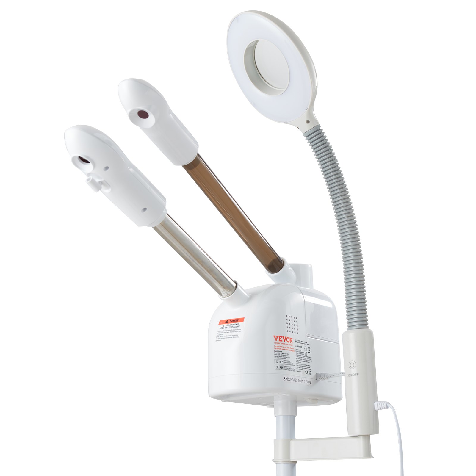 VEVOR 3-in-1 ozon-gezichtsstomer 650 W gezichtssauna 1000 ml ozonstomer met 5x ultraheldere LED-verlichting Heet en koud stoomapparaat Steam Spa-machine Poriënreiniger Luchtbevochtiger