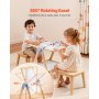 VEVOR Art Easel for Kids, 2-in-1 Wooden Double-Sided Kid's Art Easel with Magnetic Whiteboard & Chalkboard, Adjustable Standing Rotatable Foldable Drawing Board with Painting Accessories for Boy Girl