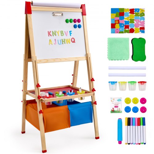 GOPLUS 3-in-1 staand bord voor kinderen, magnetisch whiteboard en krijtbord, dubbelzijdig schildersezel met opbergdoos, tekenbord, schrijfbord, kinderbord incl. schilderpapier en magneten (blauw GOPLUS 3-in-1 staand bord voor kinderen, magnetisch whiteboard en krijtbord, dubbelzijdig schildersezel met opbergdoos, tekenbord, schrijfbord, kinderbord incl. schilderpapier en magneten (blauw