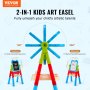 VEVOR 2-in-1 Kids Art Easel Double-Sided Magnetic Whiteboard Chalkboard Rotating