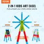 VEVOR Art Easel for Kids, 2-in-1 Double-Sided Kid's Art Easel with Magnetic Whiteboard & Chalkboard, Adjustable Standing Rotatable Removable Drawing Board with Painting Accessories for Boys and Girls