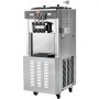 VEVOR Commercial Ice Cream Machine, 34-44 L/H Yield, 1850W 3-Flavor Freestanding Soft Serve Ice Cream Maker, 2 x 9L Stainless Steel Hopper, LED Panel Allows Single Cylinder Use Overnight Refrigeration