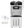VEVOR Commercial Ice Cream Machine, 34-44 L/H Yield, 1850W 3-Flavor Freestanding Soft Serve Ice Cream Maker, 2 x 9L Stainless Steel Hopper, LED Panel Allows Single Cylinder Use Overnight Refrigeration