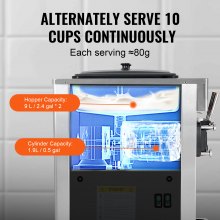 VEVOR Commercial Ice Cream Machine, 34-44 L/h Output, 1850 W, Freestanding Soft Serve Ice Cream Machine with 3 Flavors, 2 x 9 L Stainless Steel Containers, LED Panel Single Cylinder Use & Overnight Cooling