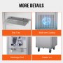 VEVOR Commerciële ijsmachine, 18L/H output, harde ijsmachine met enkele smaak, met wielen, 6L roestvrijstalen cilinder, LED-paneel, automatische voorkoeling met reiniging, voor restaurantsnackbars
