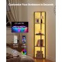 VEVOR 5 Tier Corner Shelf, Tall Corner Stand with LED Light, Wall Shelves Tower Storage Organizer with Metal Frame & Wooden Shelves, Narrow Display Book Shelf Rack for Bedroom, Living Room, Office