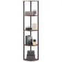 VEVOR 5 Tier Corner Shelf, Tall Corner Stand with LED Light, Wall Shelves Tower Storage Organizer with Metal Frame & Wooden Shelves, Narrow Display Book Shelf Rack for Bedroom, Living Room, Office