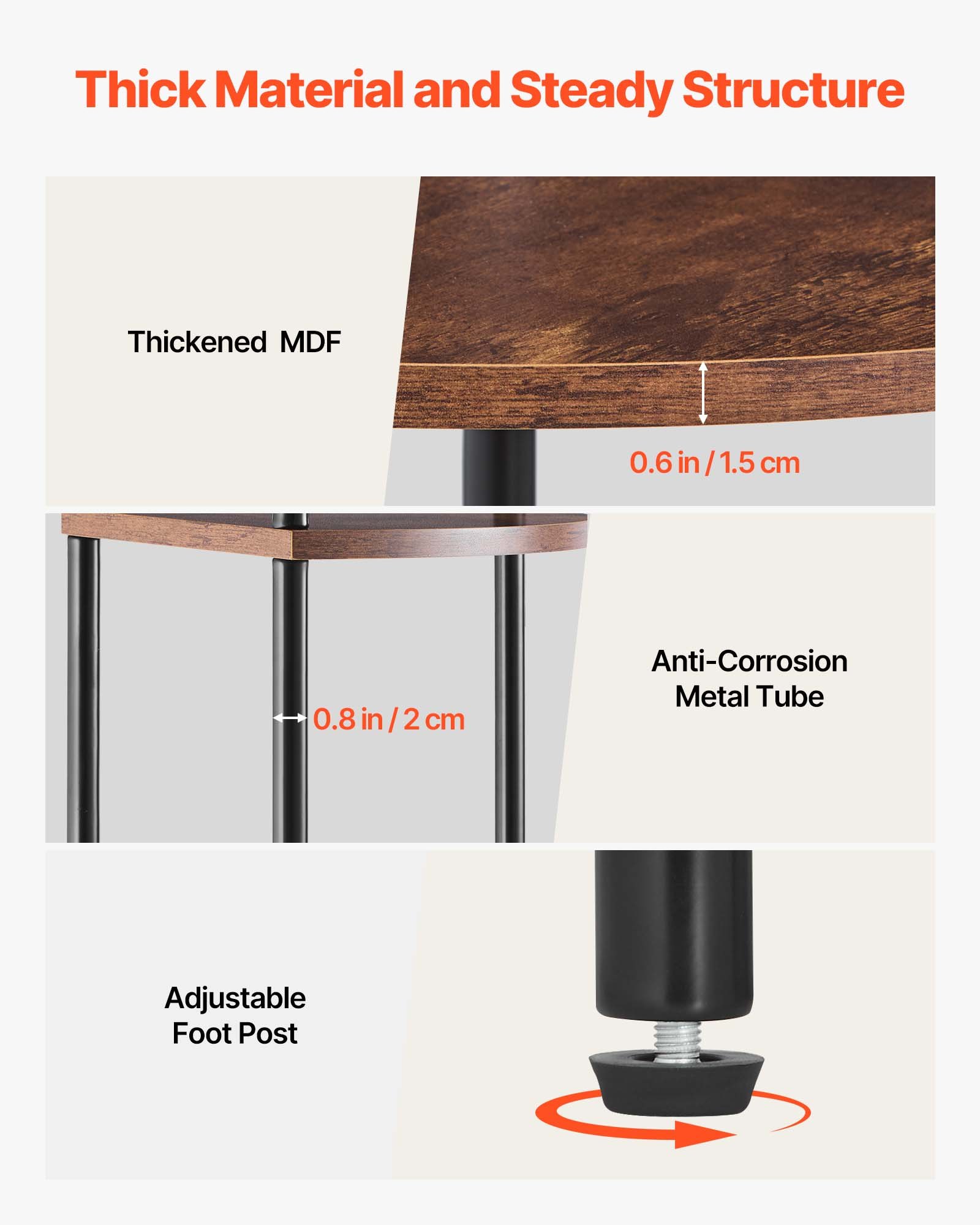 VEVOR 5-laags hoekschap, hoekstandaard met led-verlichting en deuren, displayplank, opbergrek met metalen frame en houten planken, staande plank, tentoonstellingsboekenplank voor slaapkamer, woonkamer, kantoor, bruin