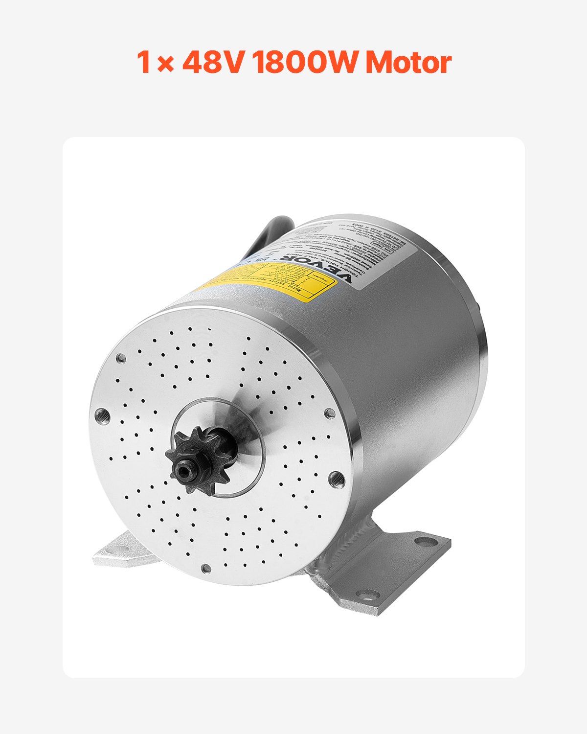 VEVOR 1800W elektrische borstelloze DC-motor, 48V 4500 RPM go-kart elektrische motor, elektrische crossmotor voor e-bike, motorfiets, scooter, doe-het-zelf