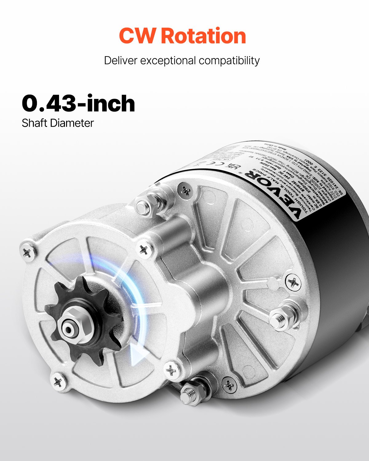 VEVOR 250W elektrische DC-motorkit, krachtige elektromotor – 24V 2700 RPM geborstelde motor met verbeterde snelheidsregelaar en gashendelkit voor skelters, e-bikes, motorfietsen en scooters.