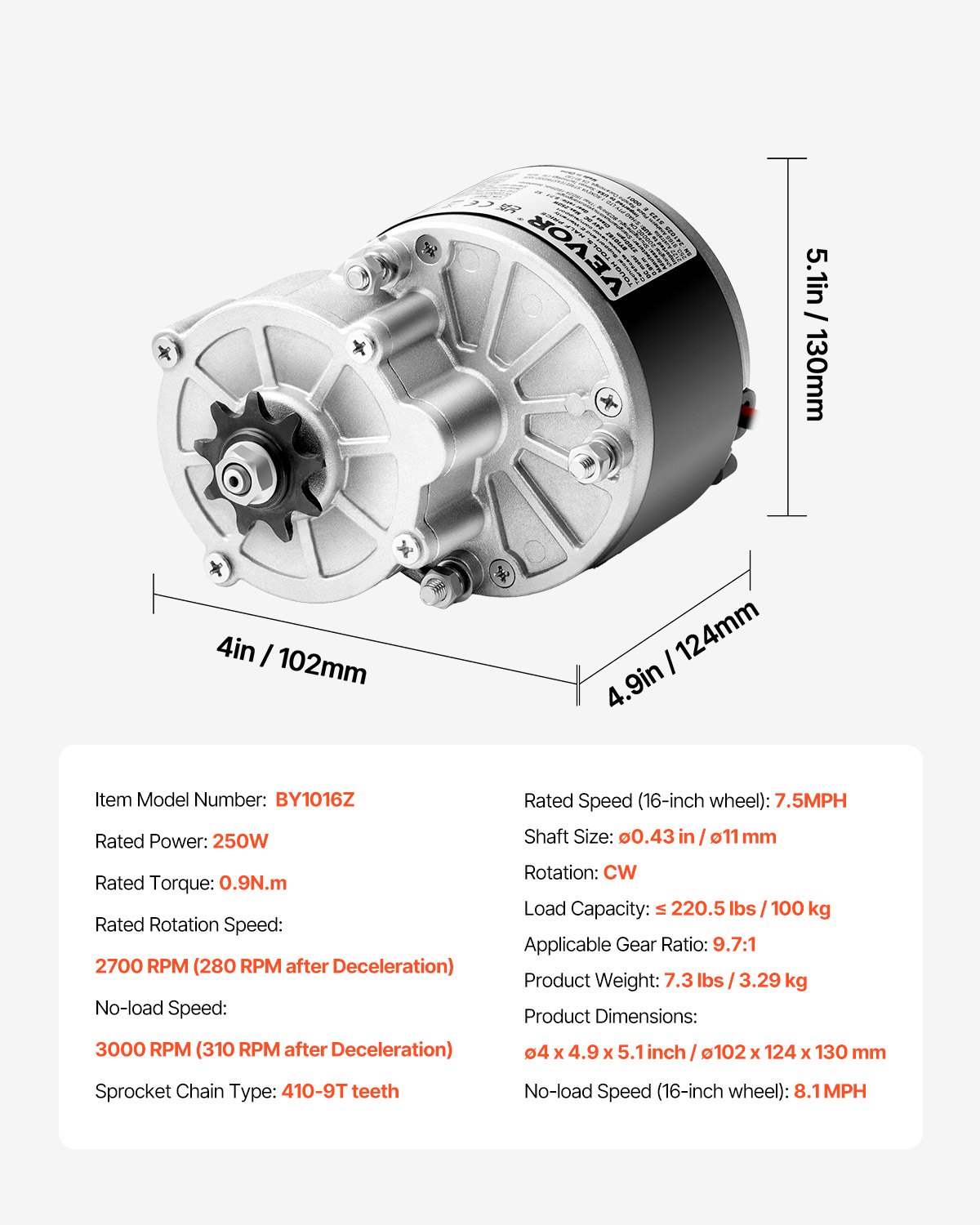 VEVOR 250W elektrische DC-motorkit, krachtige elektromotor – 24V 2700 RPM geborstelde motor met verbeterde snelheidsregelaar en gashendelkit voor skelters, e-bikes, motorfietsen en scooters.