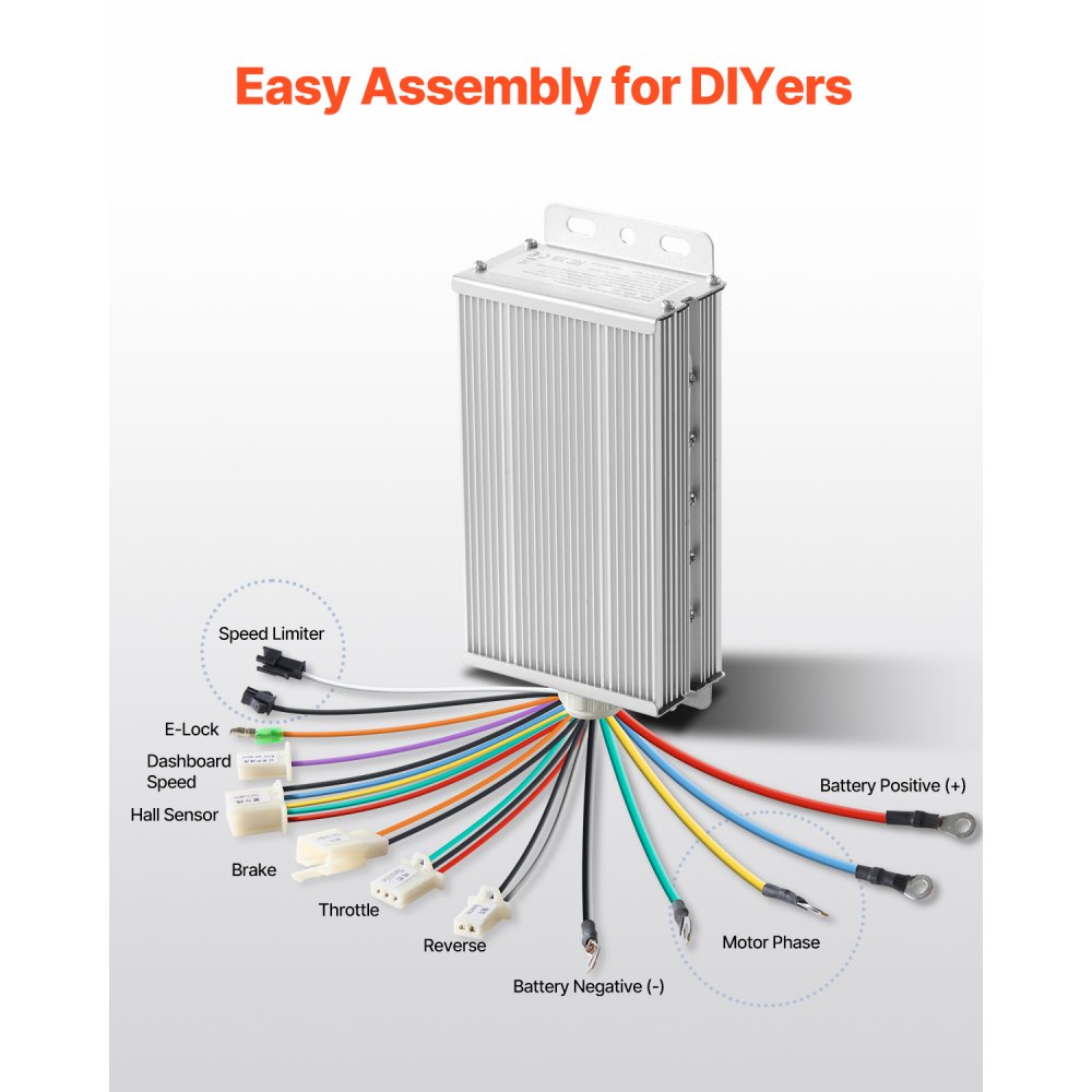 VEVOR 500W borstelloze DC-elektromotorkit, borstelloze elektromotor – 48V 2700 RPM motor met verbeterde snelheidsregelaar voor skelters, e-bikes, motorfietsen en scooters