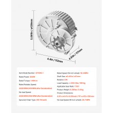 VEVOR 450W Elektrische DC-motor Elektrische motor 3000RPM Snelheidsregelaar