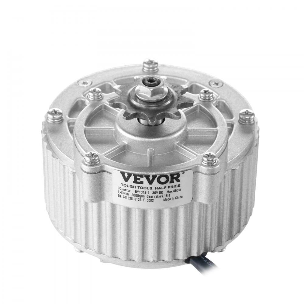 VEVOR 450W geborstelde DC-elektromotor – 36V, 3000 RPM motor met verbeterde snelheidsregelaar en draaigashendel, elektromotor voor skelters, e-bikes, motorfietsen en scooters